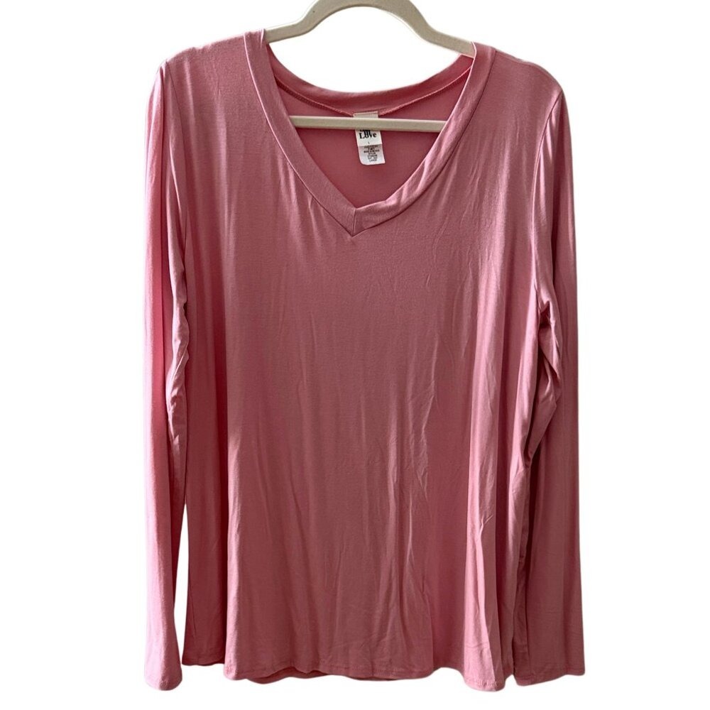 Sew In Love Blush Pink Long Sleeve V-Neck Top — Size L (NEW)